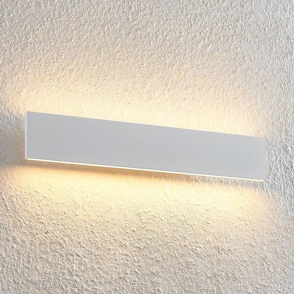 Lindby Ignazia LED fali világítás, 47 cm, fehér, fém, felfelé/lefelé, dimmelhető, Fehér / opál, Nappali / Étkező, fém, Modern