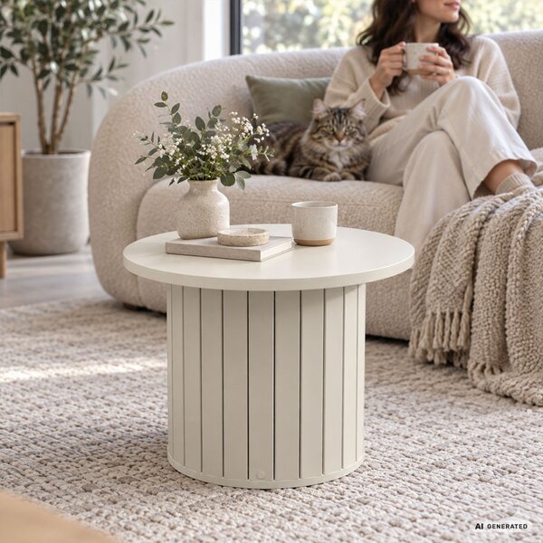 AKORD Furniture Factory NUBO Kerek Dohányzóasztal MDF Kasmír Rovátkolt