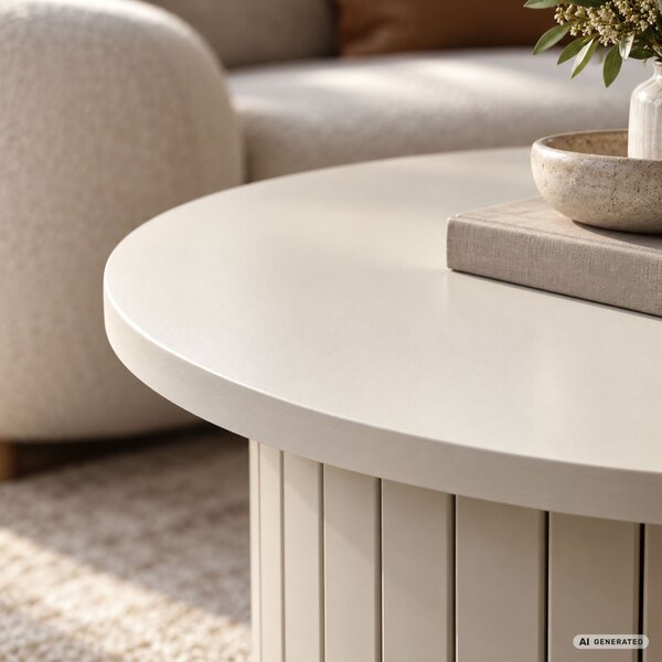 AKORD Furniture Factory NUBO Kerek Dohányzóasztal MDF Kasmír Rovátkolt