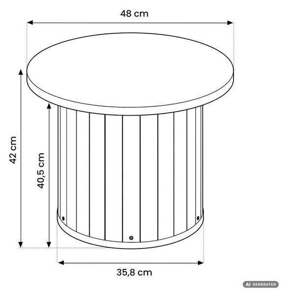 AKORD Furniture Factory NUBO Kerek Dohányzóasztal MDF Természetes Fa Ryflezett