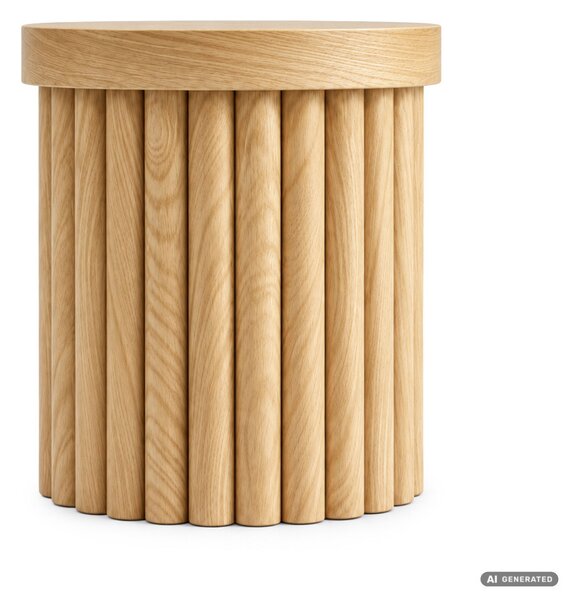 AKORD Furniture Factory TINO Kerek Dohányzóasztal MDF Természetes Fa Rovátkolt Alappal