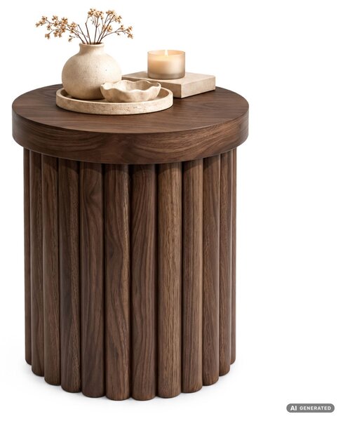 AKORD Furniture Factory TINO Kerek Dohányzóasztal MDF Dió Bordázott Alap