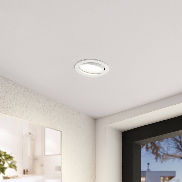Arcchio LED beépíthető lámpa Katerin, 10 cm, fehér, forgatható, dimmelhető, Fehér / opál, Fürdőszoba, Műanyag, Modern