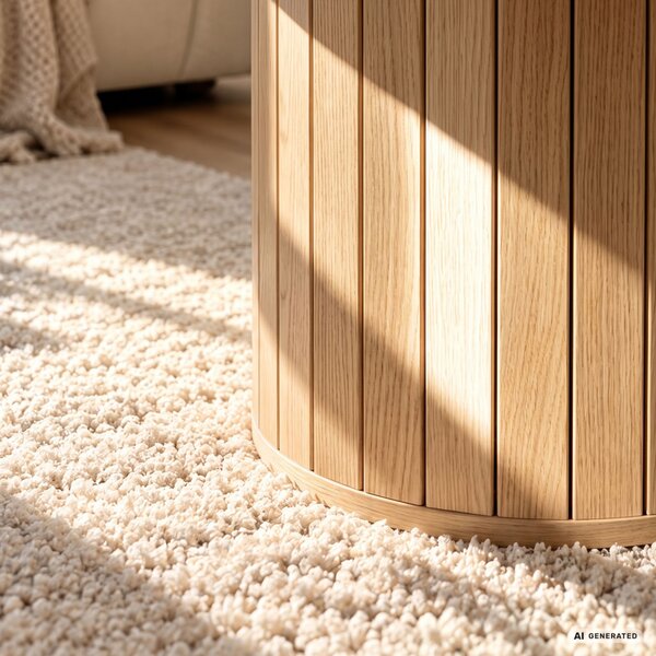 AKORD Furniture Factory NUBO Kerek Dohányzóasztal MDF Természetes Fa Ryflezett