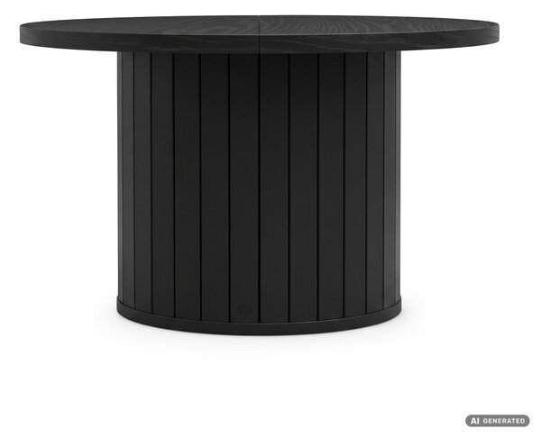 AKORD Furniture Factory NUBO Kerek Dohányzóasztal MDF Fekete Rovátkolt Alappal