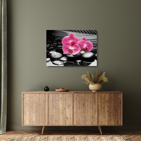 Üveg kép - Rózsaszín orchideák (70x50 cm)