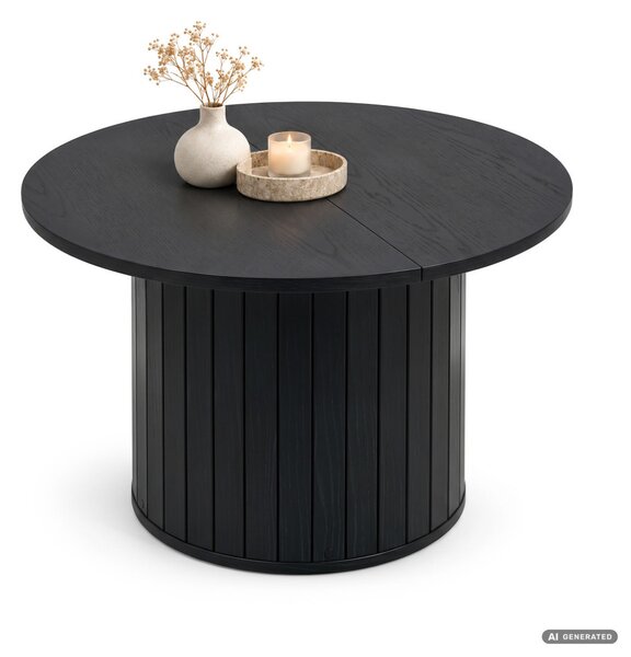 AKORD Furniture Factory NUBO Kerek Dohányzóasztal MDF Fekete Rovátkolt Alappal