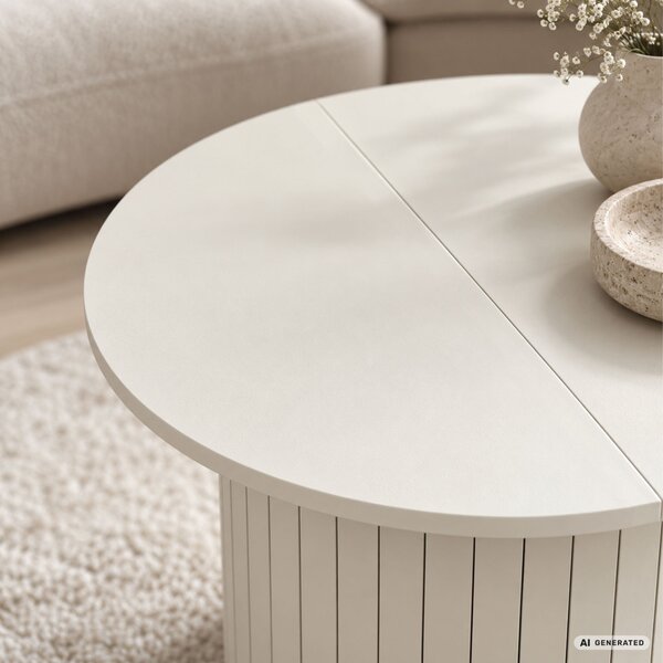 AKORD Furniture Factory NUBO Kerek Dohányzóasztal MDF Kasmír Rovátkolt Alappal