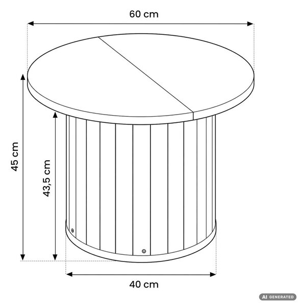 AKORD Furniture Factory NUBO Kerek Dohányzóasztal MDF Kasmír Rovátkolt Alappal