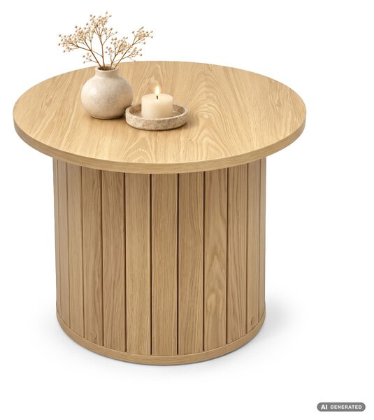 AKORD Furniture Factory NUBO Kerek Dohányzóasztal MDF Természetes Fa Ryflezett