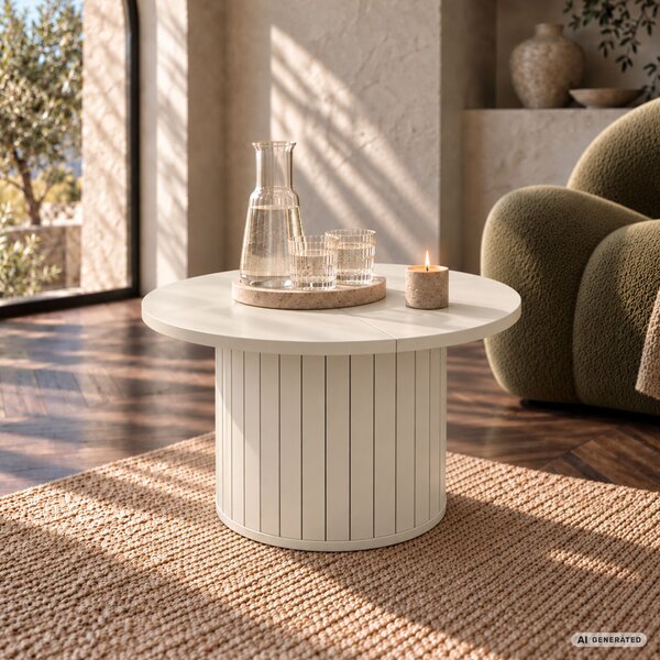 AKORD Furniture Factory NUBO Kerek Dohányzóasztal MDF Kasmír Rovátkolt Alappal
