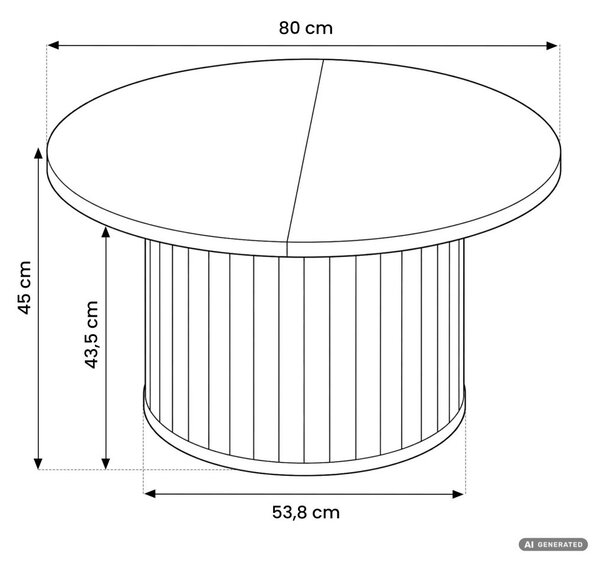 AKORD Furniture Factory NUBO Kerek Dohányzóasztal MDF Természetes Fa Rejtett Tárolóval
