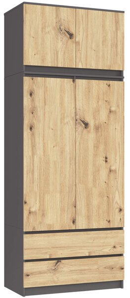 AKORD Furniture Factory CLP S90 Szekrénybővítő Laminált Lap Grafit Szürke / Artisan Tölgy 2 Ajtós