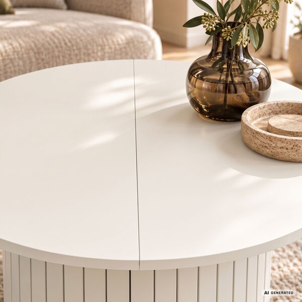 AKORD Furniture Factory NUBO Kerek Dohányzóasztal MDF Kasmír Rejtett Tárolóval
