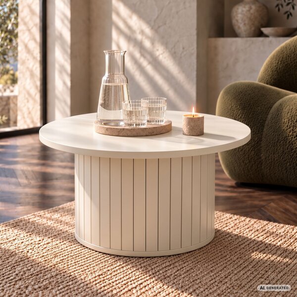 AKORD Furniture Factory NUBO Kerek Dohányzóasztal MDF Kasmír Rejtett Tárolóval