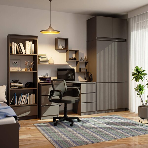 AKORD Furniture Factory CLP S90 Szekrény Felső Résszel Laminált Lemez Grafit Szürke 6 Ajtós