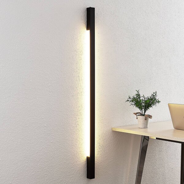 Arcchio Ivano LED fali lámpa, 130 cm, fekete, Fekete, Folyosó, Alumínium, Modern