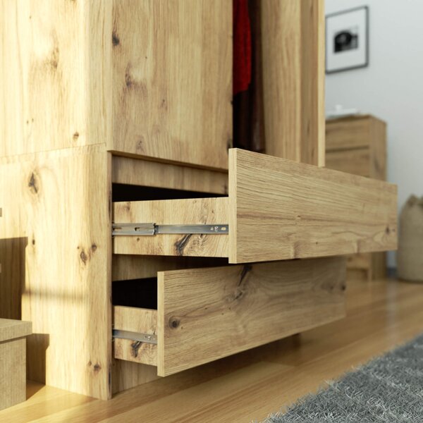 AKORD CLP S90 Szekrény Felső Résszel Laminált Lap Artisan Tölgy 2 Ajtós 2 Fiókos