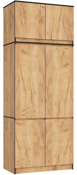 AKORD Furniture Factory CLP S90 Szekrény Felső Résszel Laminált Craft Tölgy 6 Ajtós