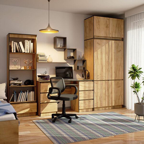 AKORD Furniture Factory CLP S90 Szekrény Felső Résszel Laminált Craft Tölgy 6 Ajtós