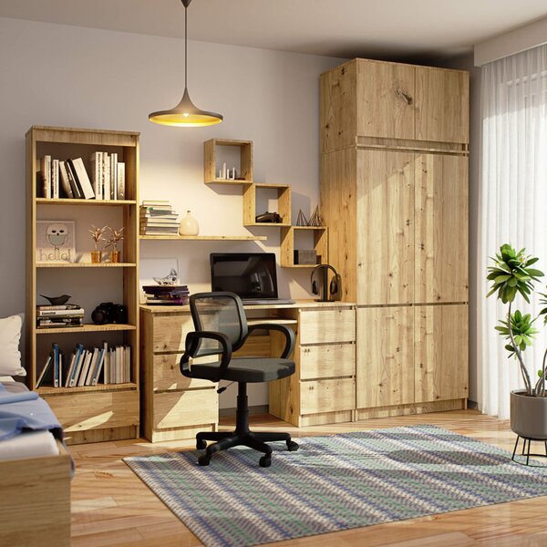 AKORD Furniture Factory CLP S90 Szekrény Felső Résszel Laminált Forgácslap Artisan Tölgy 6 Ajtós
