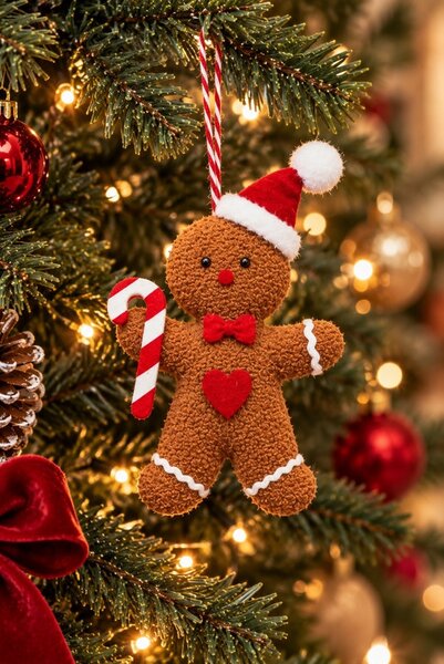 SHP Cookie Mézeskalács Figura Karácsonyi Függő Dekoráció Barna 3 db-os Szett