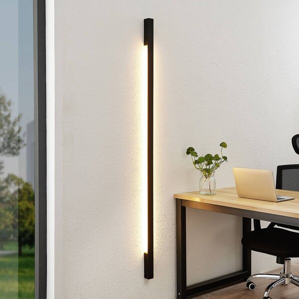 Arcchio Ivano LED fali lámpa, 170 cm, fekete, Fekete, Folyosó, Alumínium, Modern