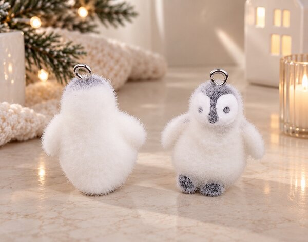 SHP Penguin Pingvin Függő Dísz Plüss Fekete-Fehér 10 darabos Készlet