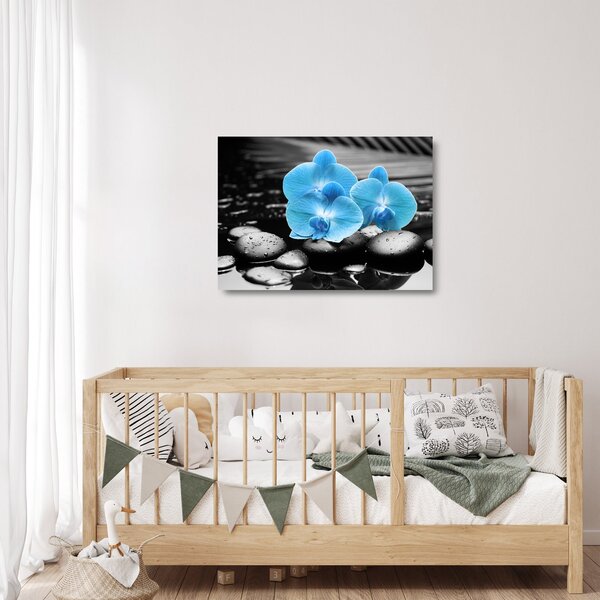 Üveg kép - Kék orchidea (70x50 cm)