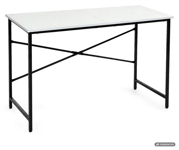 AKORD Furniture Factory Simple Számítógépasztal Fehér Fekete Fémvázzal Ipari Stílusú