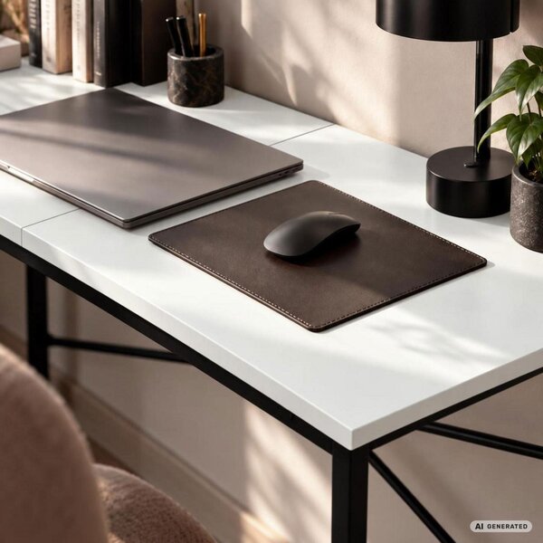 AKORD Furniture Factory Simple Számítógépasztal Fehér Fekete Fémvázzal Ipari Stílusú