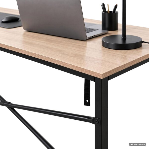 AKORD Furniture Factory Simple Számítógépasztal Sonoma Tölgy Fekete Fémváz Ipari Stílus