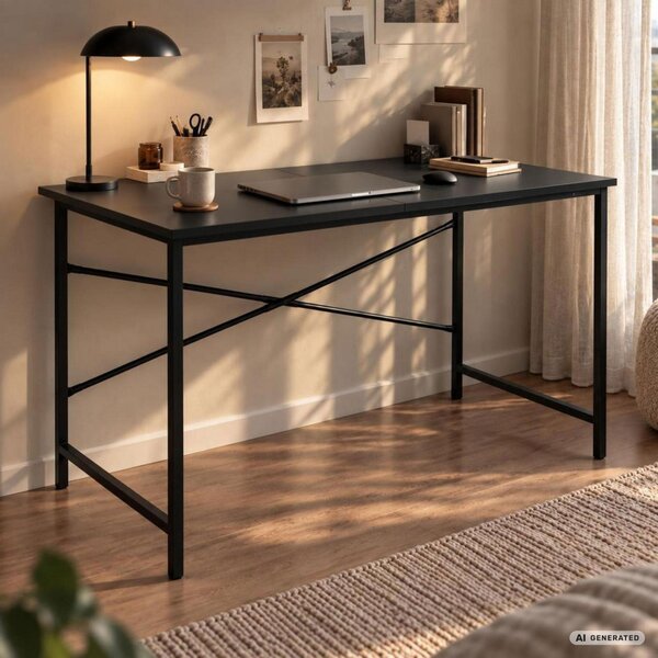 AKORD Furniture Factory Simple Számítógépes Íróasztal Fekete Ipari Stílus