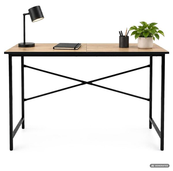 AKORD Furniture Factory Simple Számítógépasztal Forgácslap + MDF Tölgy Craft Fekete Fém Váz Ipari Stílus