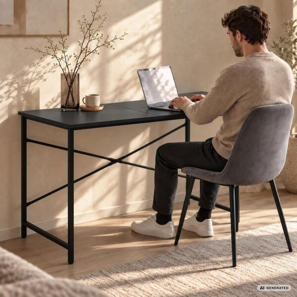 AKORD Furniture Factory Simple Számítógépes Íróasztal Fekete Ipari Stílus