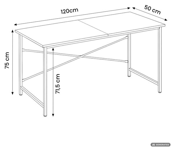 AKORD Furniture Factory Simple Számítógépasztal Forgácslap + MDF Tölgy Craft Fekete Fém Váz Ipari Stílus