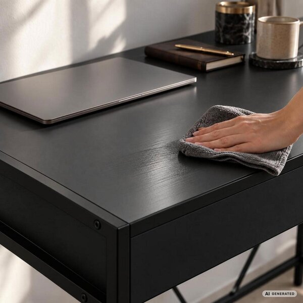 AKORD Furniture Factory Loft Pure Számítógépasztal Fekete 2 Fiókkal Ipari Stílusban