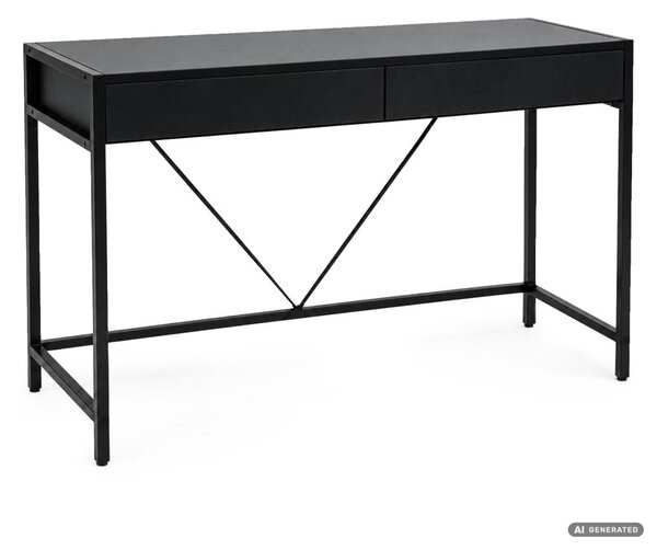 AKORD Furniture Factory Loft Pure Számítógépasztal Fekete 2 Fiókkal Ipari Stílusban