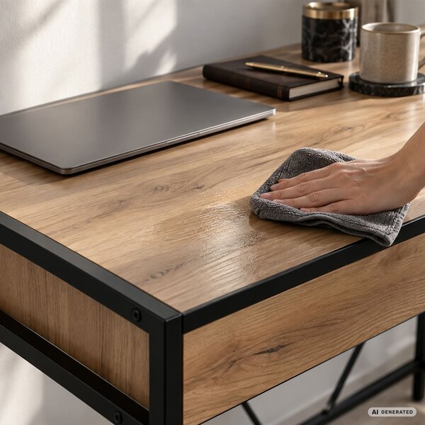 AKORD Furniture Factory Loft Pure Íróasztal Forgácslap Tölgy Craft Fekete Fém Lábak 2 Fiókkal