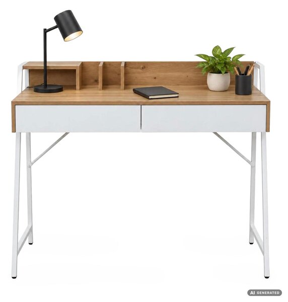 AKORD Furniture Factory ORIX Számítógépes Íróasztal Dió Artisan Fehér Lábakkal Ipari Stílus