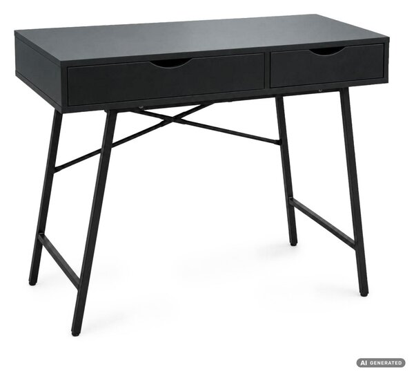 AKORD Furniture Factory RAX Ipari Stílusú Számítógépasztal Fekete 2 Fiókkal