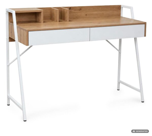 AKORD Furniture Factory ORIX Számítógépes Íróasztal Dió Artisan Fehér Lábakkal Ipari Stílus