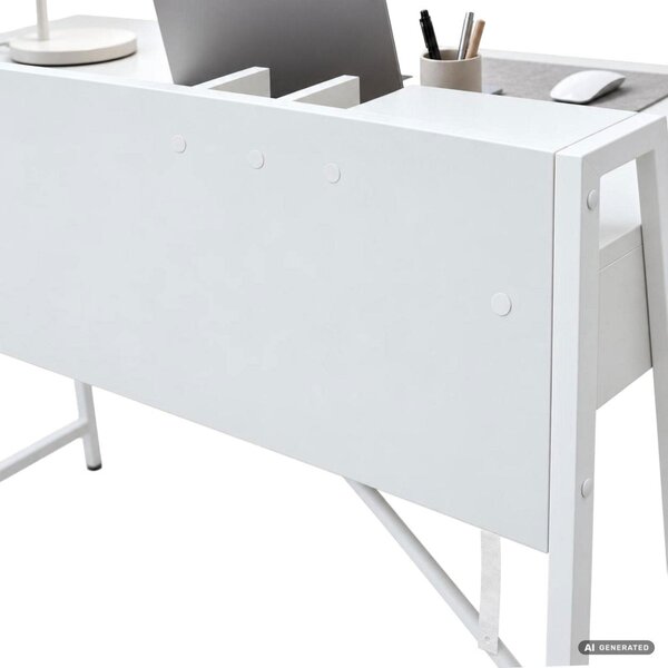AKORD Furniture Factory ORIX Fehér Számítógépasztal Forgácslap + MDF Fehér Ipari Stílusú 2 Fiókkal