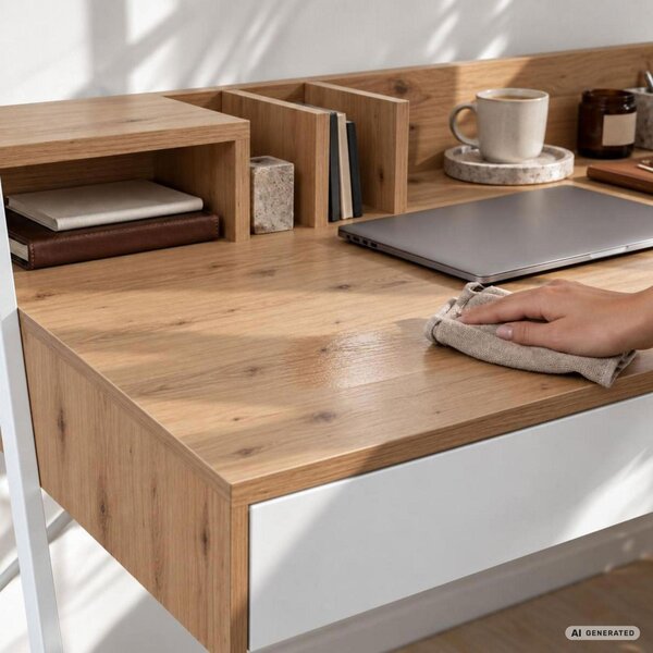 AKORD Furniture Factory ORIX Számítógépes Íróasztal Dió Artisan Fehér Lábakkal Ipari Stílus
