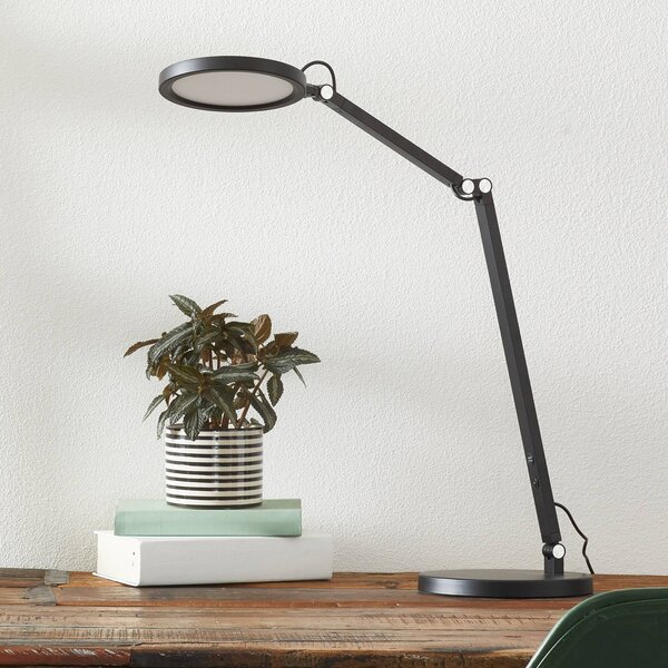 Fabas Luce LED íróasztal lámpa Regina fényerősz., fekete, dimmelhető, Fekete, Dolgozószoba / Iroda, fém, Modern