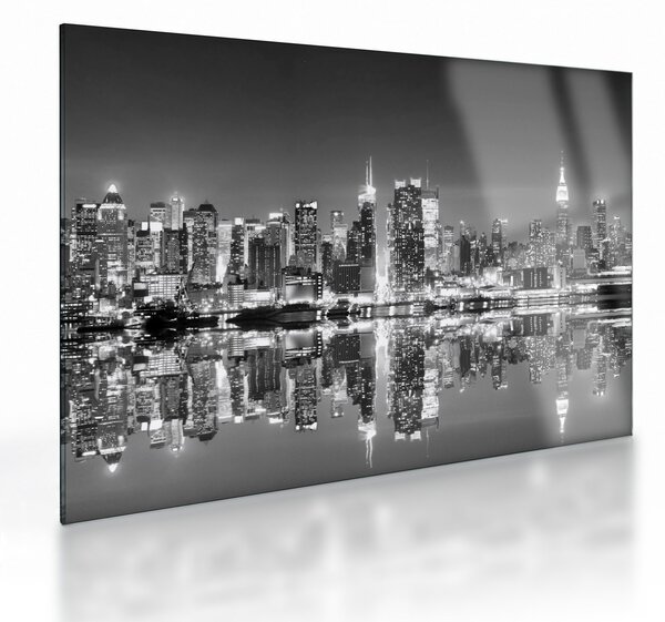 Üveg kép - New York, fekete-fehér (70x50 cm)