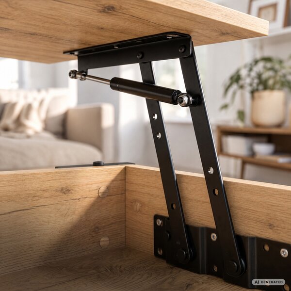 AKORD Furniture Factory Denver Dohányzóasztal Emelhető Lappal Craft Tölgy Fekete Lábakkal