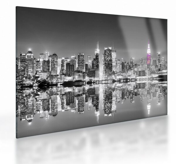 Üveg kép - New York és a lila felhőkarcoló (70x50 cm)