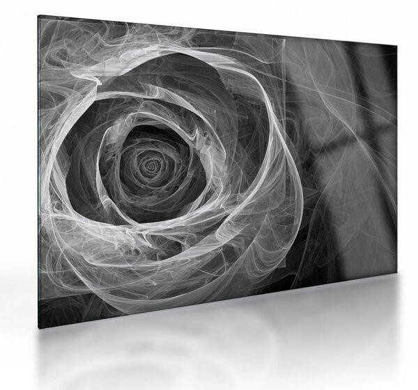 Üveg kép - Absztrakt rózsa fekete-fehér (70x50 cm)