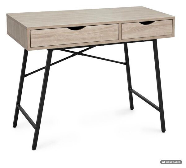 AKORD Furniture Factory RAX Számítógépasztal Sonoma Tölgy Fekete Lábakkal Ipari Stílus 2 Fiókkal